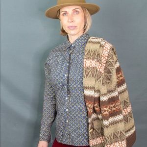 Land’s End Western Print Blouse